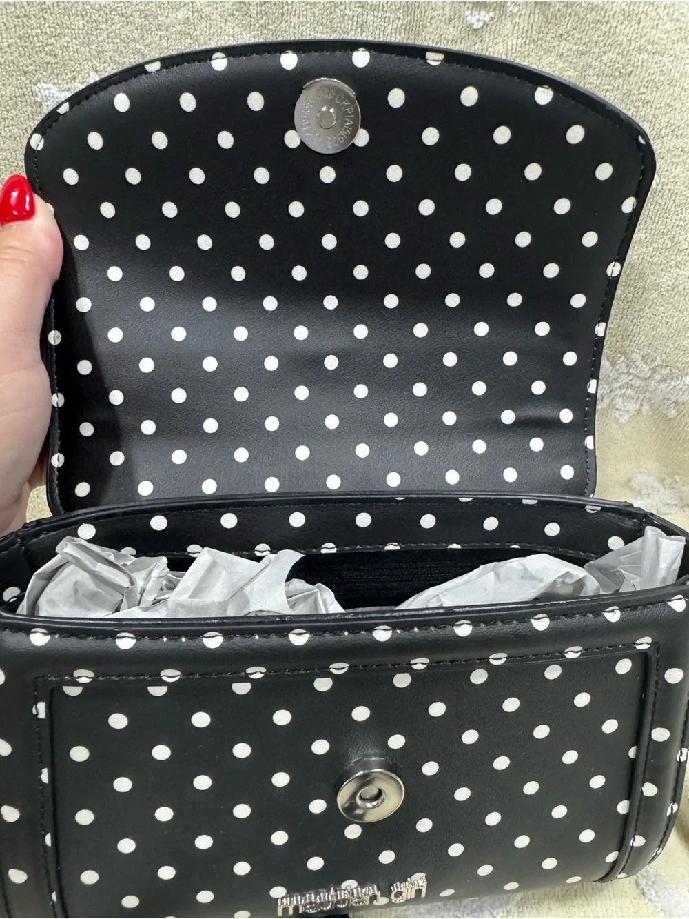 Madden Girl Black & White Polka Dot Crossbody Bag—NWT